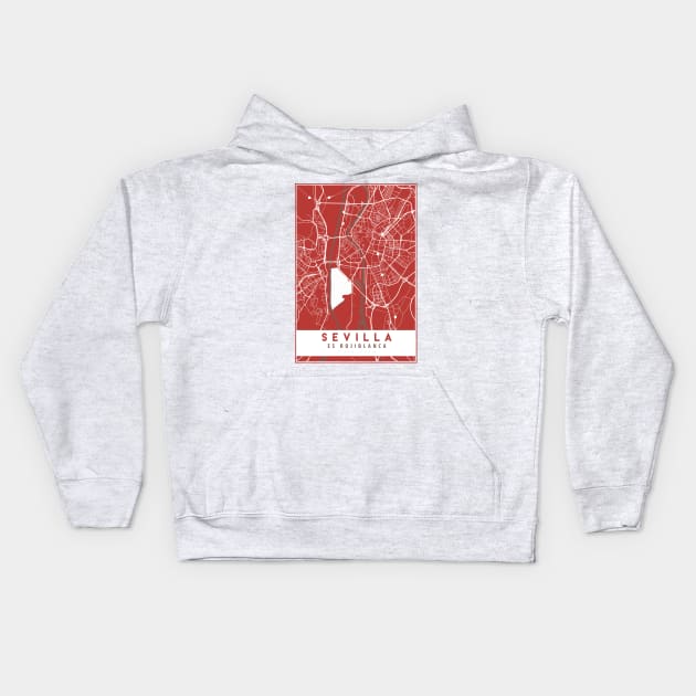 Sevilla es rojiblanca - Seville - Street Map Kids Hoodie by guayguay